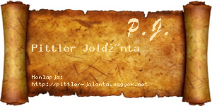 Pittler Jolánta névjegykártya